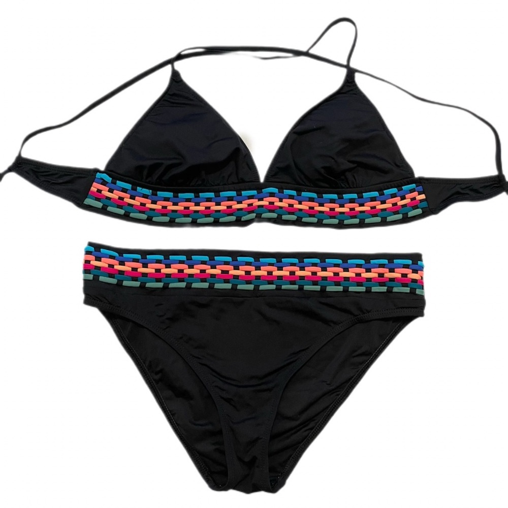 Black Multicolor Bikini Set